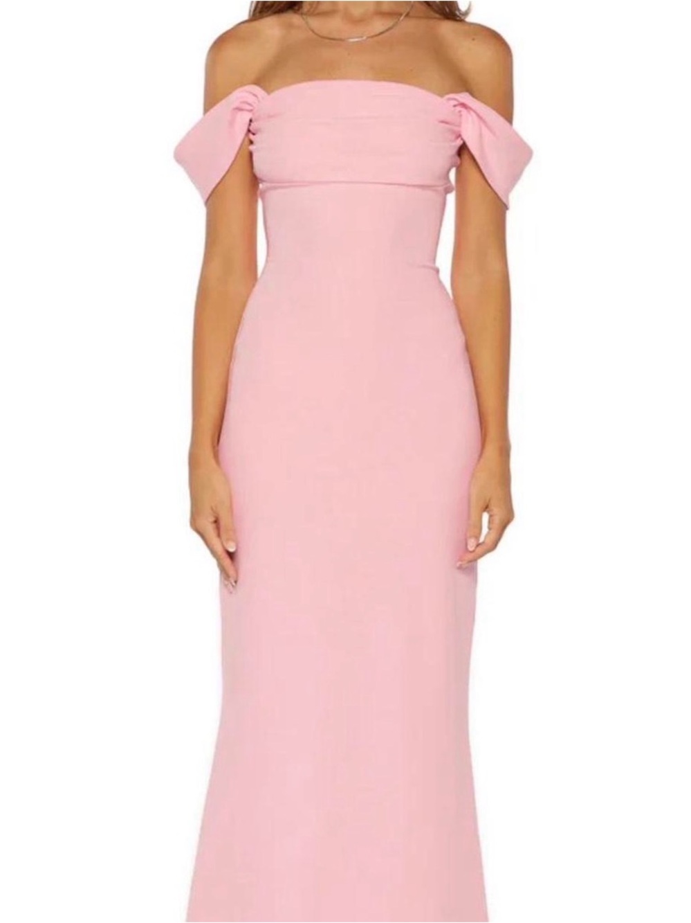 Beginning Boutique off the shoulder pink formal maxi dress